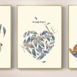 Σταμπωτό κέντημα κιτ τρίπτυχο Love Bird 39 X 80 εκ με βαμβακερές κλωστές